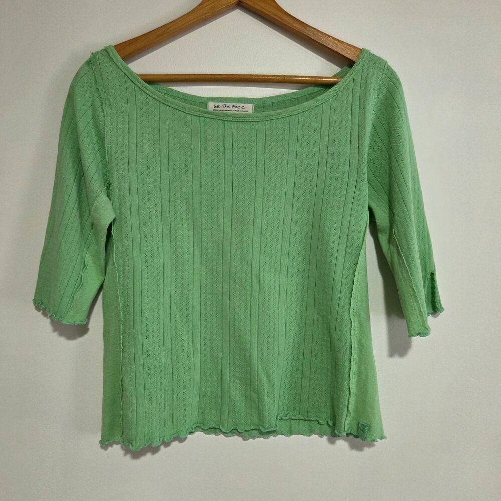We The Free Mint Green Ribbed Short Sleeve Tee